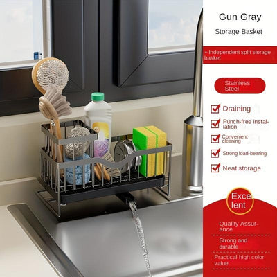 Kitchen Household Wall-mounted Multifunctional Multi-layer Carbon Steel Cleaning Supplies Rack,Please Note That This Product Is Shipped By Yourself For The Average Shipping Cost