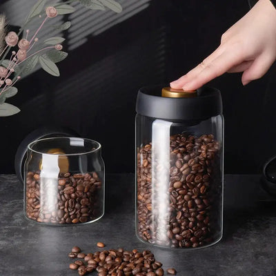 Vacuum Sealed Jug Set Black Coffee Beans Glass - Smart Nest Gadgets