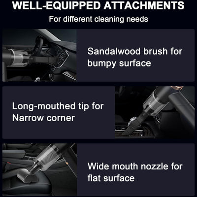 Vacuum Cleaner And Air Duster For Cars, Homes, Offices And Pets, High-power, Multi-nozzle Handheld Car Vacuum Cleaner.