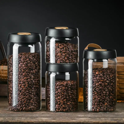 Vacuum Sealed Jug Set Black Coffee Beans Glass - Smart Nest Gadgets