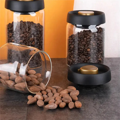 Vacuum Sealed Jug Set Black Coffee Beans Glass - Smart Nest Gadgets