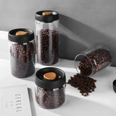 Vacuum Sealed Jug Set Black Coffee Beans Glass - Smart Nest Gadgets