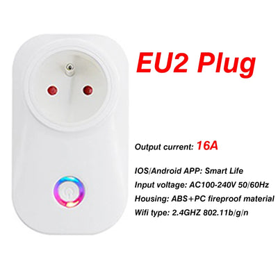 EU Smart Plug WiFi Socket power energy meter 10A/16A Power Monitor Wattmeter Timing Function  watt meter Tuya SmartLife APP