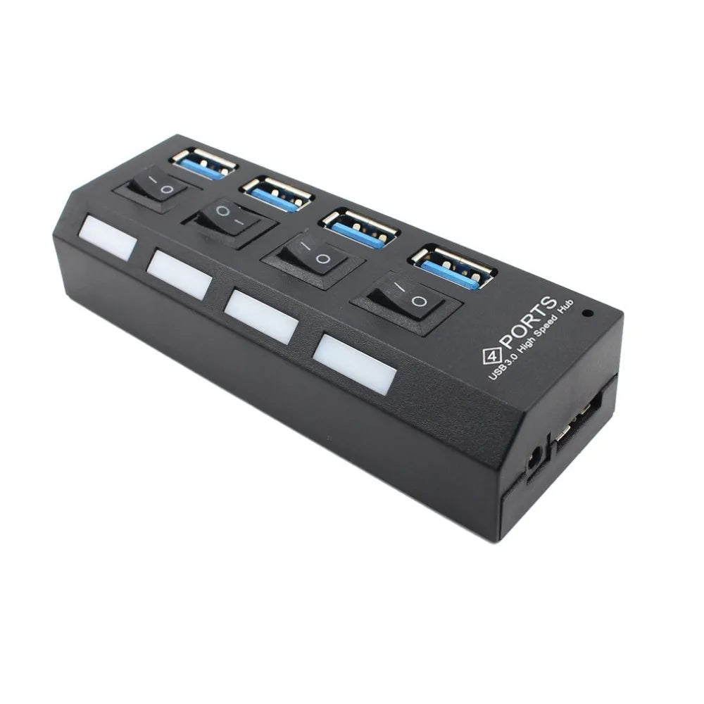 Newest USB Hub High Speed USB Hub 3.0 with Separate Four Ports Compact Lightweight Power Adapter Hub with Power Supply