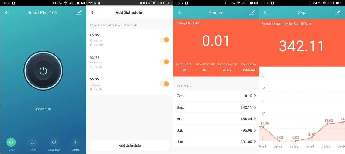 EU Smart Plug WiFi Socket power energy meter 10A/16A Power Monitor Wattmeter Timing Function  watt meter Tuya SmartLife APP