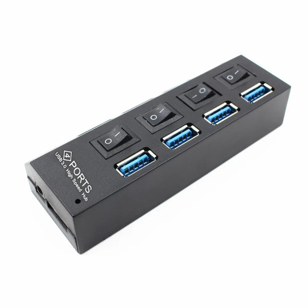 Newest USB Hub High Speed USB Hub 3.0 with Separate Four Ports Compact Lightweight Power Adapter Hub with Power Supply