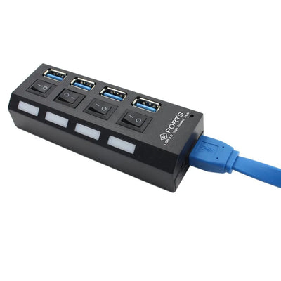 Newest USB Hub High Speed USB Hub 3.0 with Separate Four Ports Compact Lightweight Power Adapter Hub with Power Supply