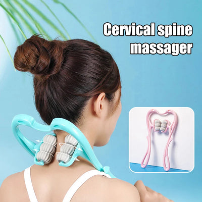 Six-Wheel Manual Cervical Massager for Neck Back Waist - Muscle Tension Relief And Relaxation Rolling Therapeutic Tool