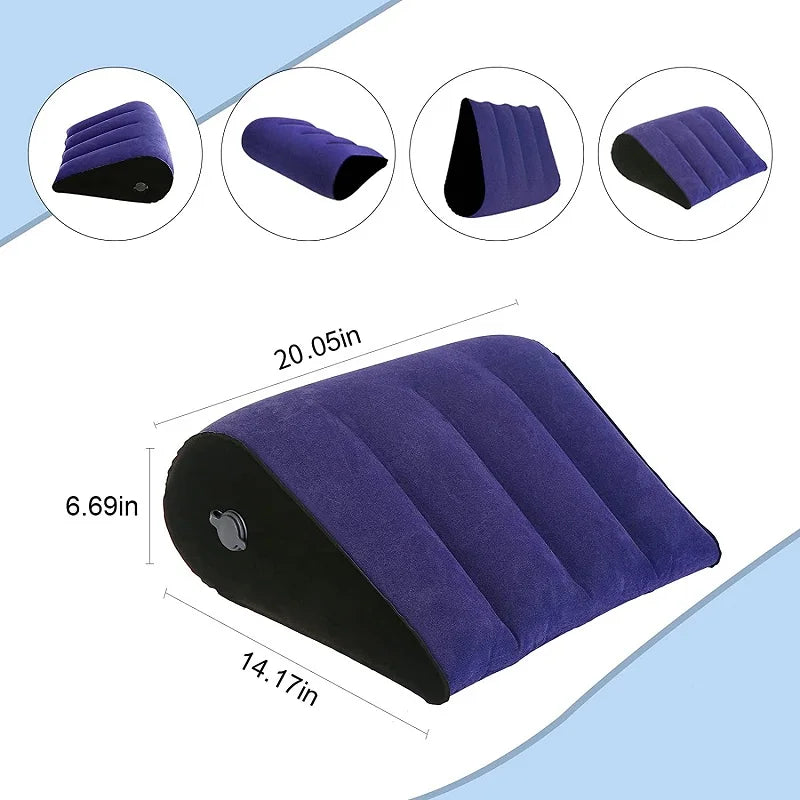 Inflatable Travel Pillow Multifunctional Body Pillow Lumbar Yoga Pillow Travel Positions Support Air Cushion Triangular Pillow