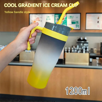 40 oz Tumbler With Handle and Straw High-capacity Water Bottle Mug Portable Straw Cup Leak Proof Thermal Mug for Camping and Car