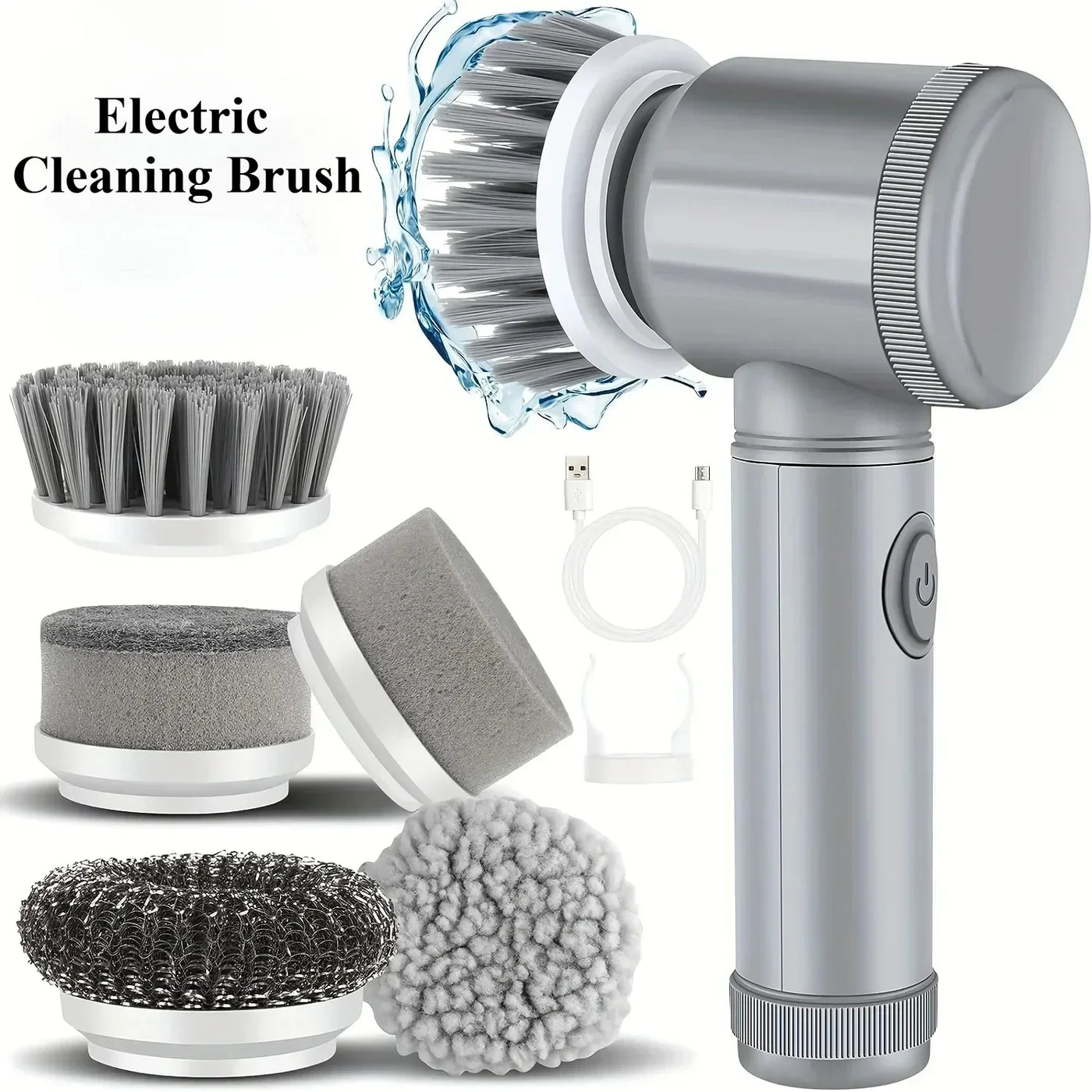 Electric Spin Scrubber 5 in 1 Electric Cleaning Brush Bathroom Cleaning Brush with 5 Replaceable Heads, Handheld Cleaning Brush