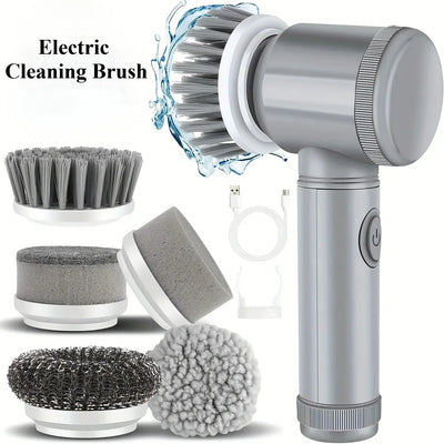 Electric Spin Scrubber 5 in 1 Electric Cleaning Brush Bathroom Cleaning Brush with 5 Replaceable Heads, Handheld Cleaning Brush