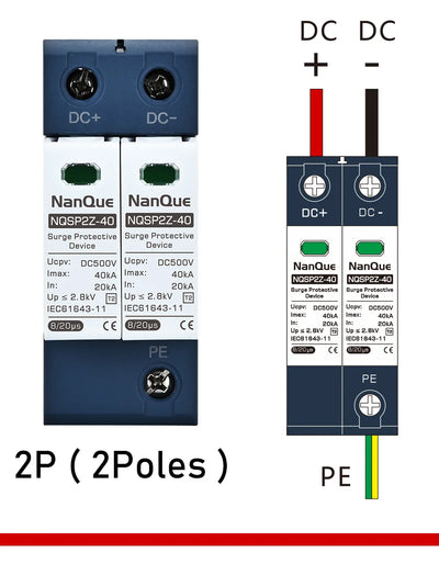 DC SPD 100V 250V 500V 800V 1000V Surge Arrester Protective Lightning Protector 20KA 40KA 60KA New Energy  DC Surge Protector