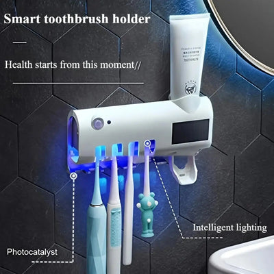 Wall mounted toothpaste dispenser  toothbrush slots - Smart Nest Gadgets