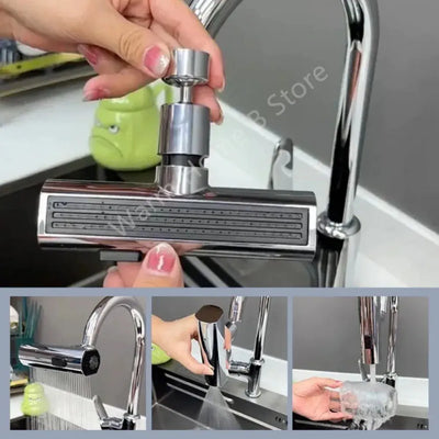 Kitchen Faucet Waterfall Outlet Splash Proof Universal 360° Rotating Bubbler 3 Modes Multifunctional Water Tap Nozzle Extension Smart Nest Gadgets