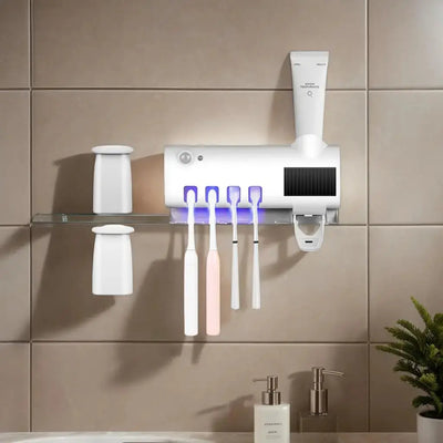 Wall mounted toothpaste dispenser  toothbrush slots - Smart Nest Gadgets