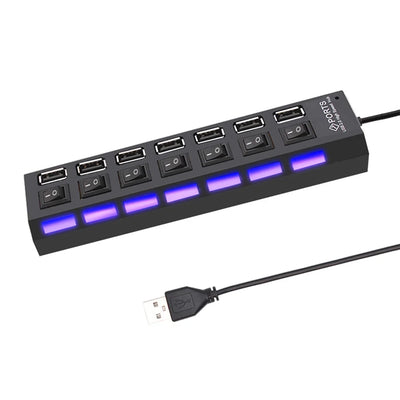 USB HUB USB Switch USB Hub 2.0 Adapter High Speed Multi 7 Ports Hub USB On/Off Switch Portable USB Splitter For Computer Laptop