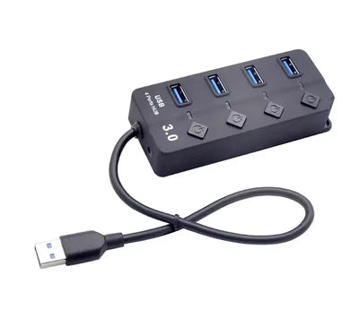HUB USB 3.0 4-en-1, Répartiteur USB 2.0, Adaptateur Multiport, Interrupteur D'alimentation Indépendant, Rallonge De C?ble De 3