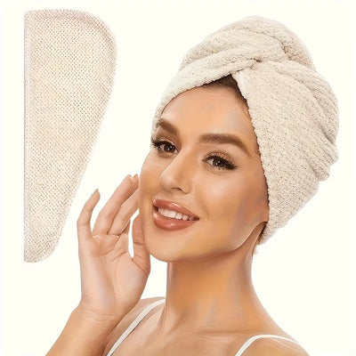 Microfibre Hair Towel Wrap - Quick-Drying, Ultra-Absorbent, Gently Cares for Frizzy or Damaged Hair, Hair Dryer Cap for Women
