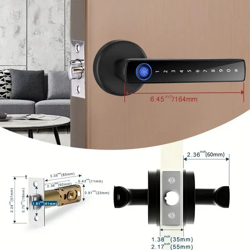 XSDTS Smart Door Lock Handle With Fingerprint Key - Smart Nest Gadgets
