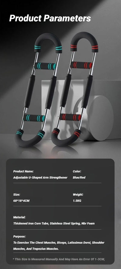 Adjustable U-Shaped Arm Exerciser With Foam Handle Spring Workout Bar Forearm Triceps Chest Expander Portable Fitness Equipment