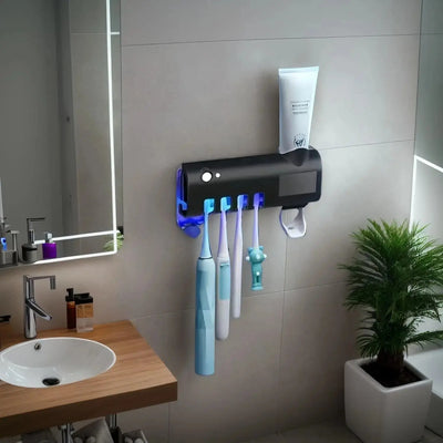 Wall mounted toothpaste dispenser  toothbrush slots - Smart Nest Gadgets