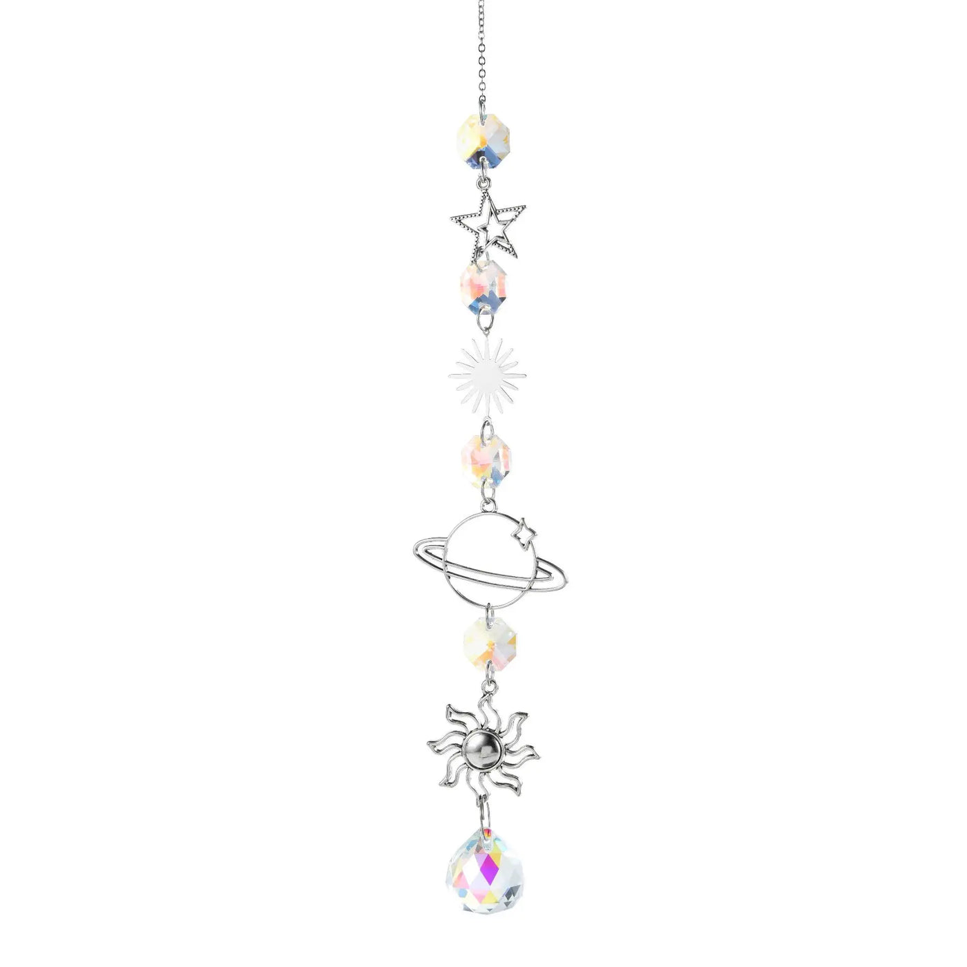 1pc Crystal Wind Chime Moon Sun Catcher Diamond Prisms Pendant Dream Catcher Rainbow Hanging Drop Home Garden Decor Windchime