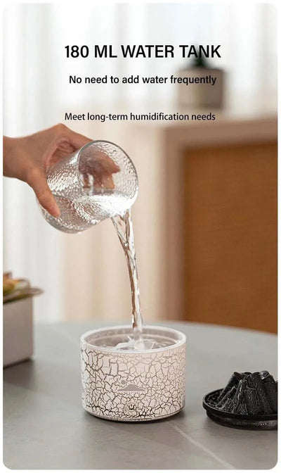 Volcanic Flame Humidifiers Air Aroma Diffuser 180 Ml Essential Oils Humidifiers Wth Night Light Flame Diffuser For Bedroom