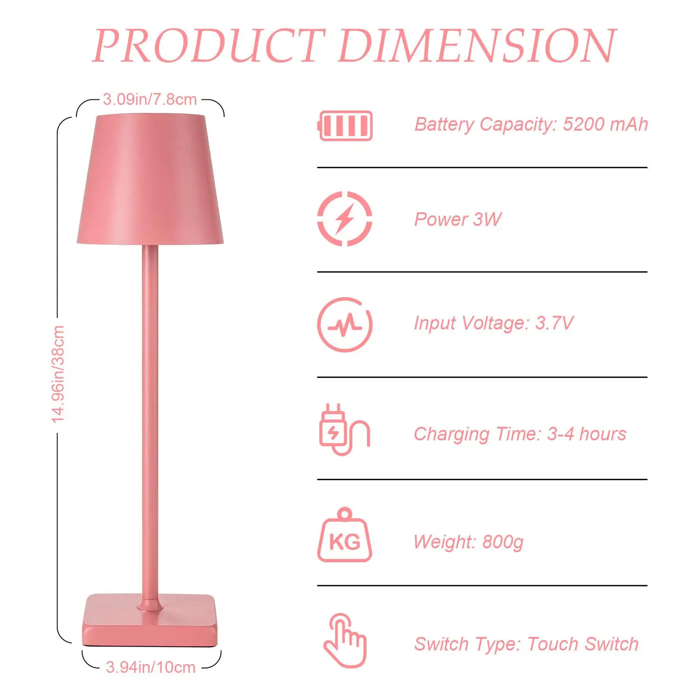 LED Desk Lamp Usb Rechargeable Table Lamp Bar Restaurant Ambiance Wireless Touch Lamps Waterproof Led Lights Bedroom Decor Light