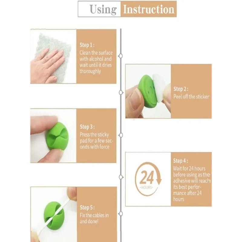 Cable Organizer 6Pcs Cable Clip Desk Tidy Organiser Cable Winder Wire Cord USB Charger Cord Holder Organizer Fixed Clasp