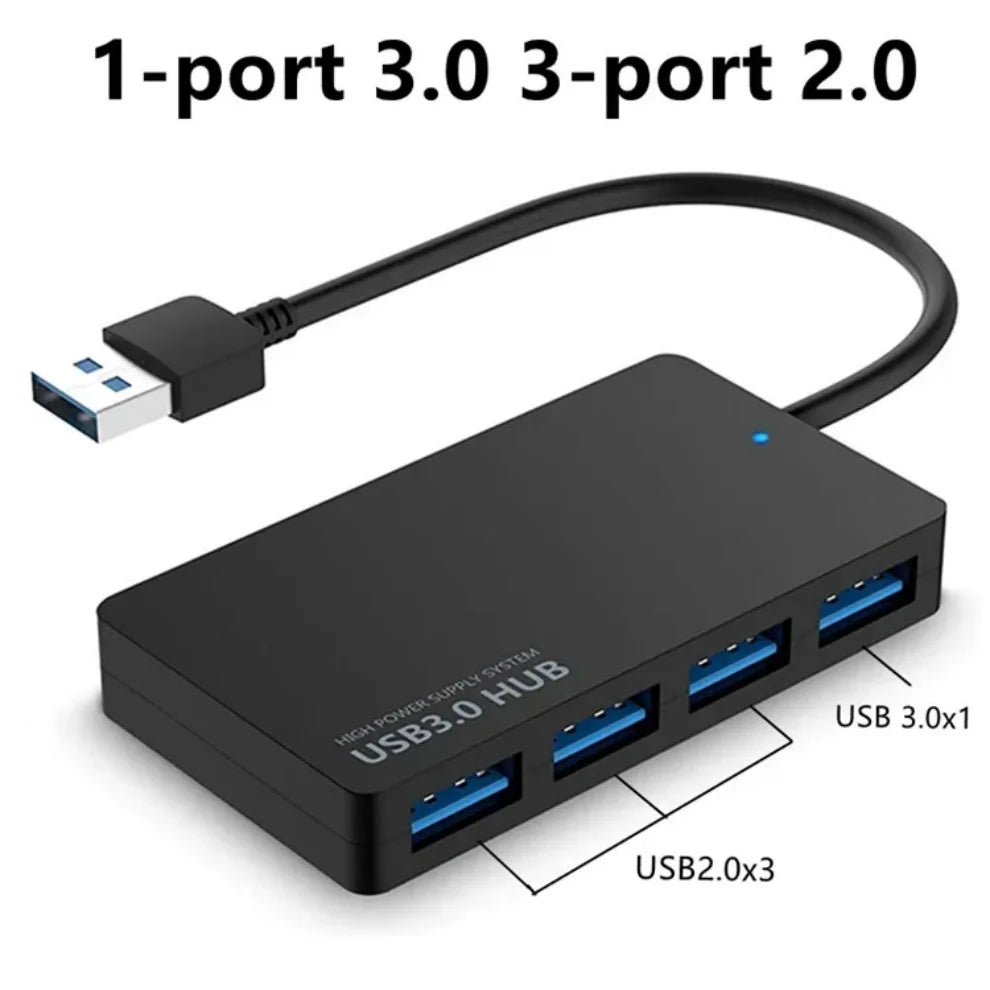 High-Speed USB 3.0 Hub 4 Port MultiFunction USB HUB Adapter Expander Splitter Plug & Play For PC Compatible with Various Systems