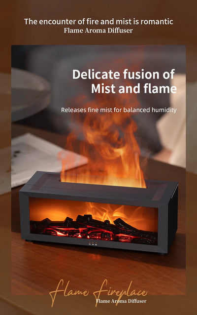 Fireplace Aroma Diffuser 150ml 7 Color Flame With Remote Control Cool Mist Humidifier Auto ShutOff Timer For Home Office