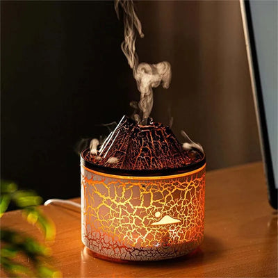 Volcanic Flame Humidifiers Air Aroma Diffuser 180 Ml Essential Oils Humidifiers Wth Night Light Flame Diffuser For Bedroom
