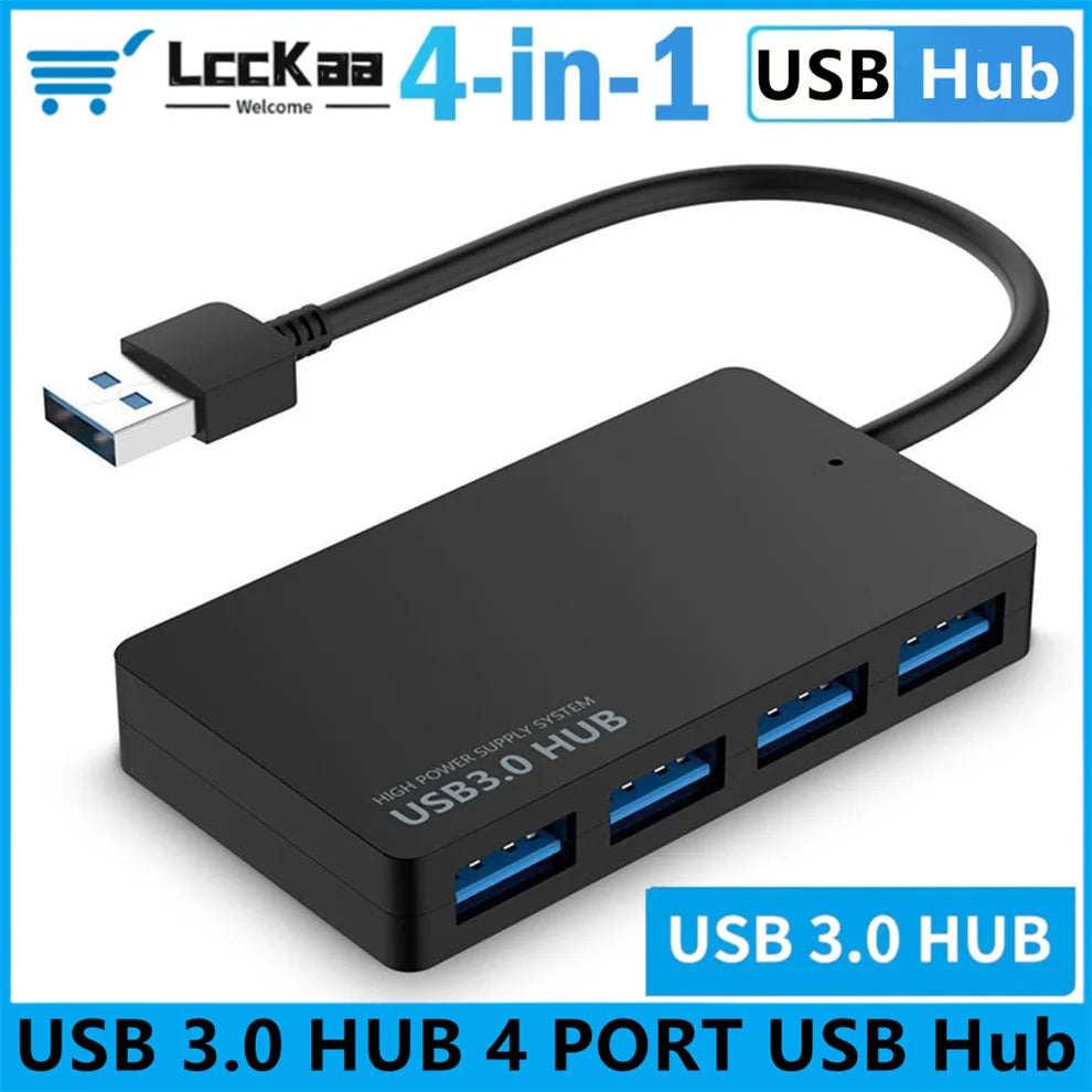 High-Speed USB 3.0 Hub 4 Port MultiFunction USB HUB Adapter Expander Splitter Plug & Play For PC Compatible with Various Systems