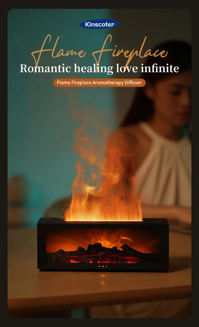 Creative Fireplace Air Humidifier Waterless Auto-Off Aroma Essential Oil Diffuser with LED Light & Remote Control for Home Gift