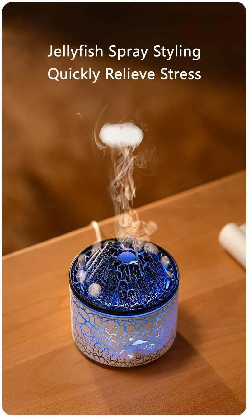 Volcanic Flame Humidifiers Air Aroma Diffuser 180 Ml Essential Oils Humidifiers Wth Night Light Flame Diffuser For Bedroom