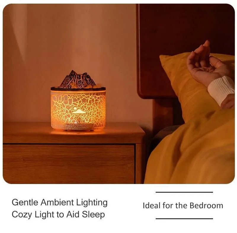 Volcanic Flame Humidifiers Air Aroma Diffuser 180 Ml Essential Oils Humidifiers Wth Night Light Flame Diffuser For Bedroom