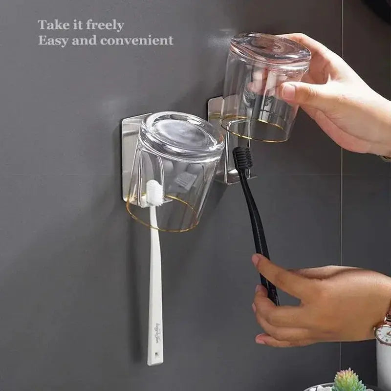Stainless steel toothbrush holder wall mounted adhesive - Smart Nest Gadgets