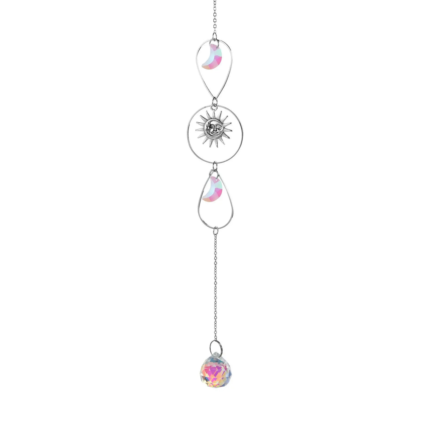 1pc Crystal Wind Chime Moon Sun Catcher Diamond Prisms Pendant Dream Catcher Rainbow Hanging Drop Home Garden Decor Windchime