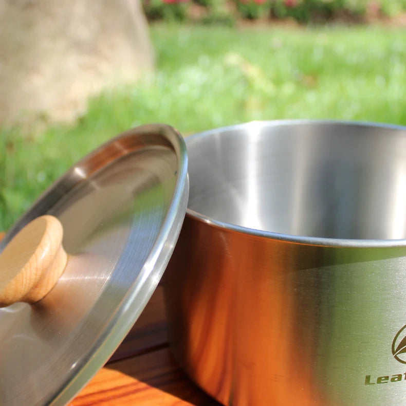 Leaftour Stainless Steel Camping Cookware Set Kettle Pot Pan - Outdoor Cooking Essentials for 2-3 Person