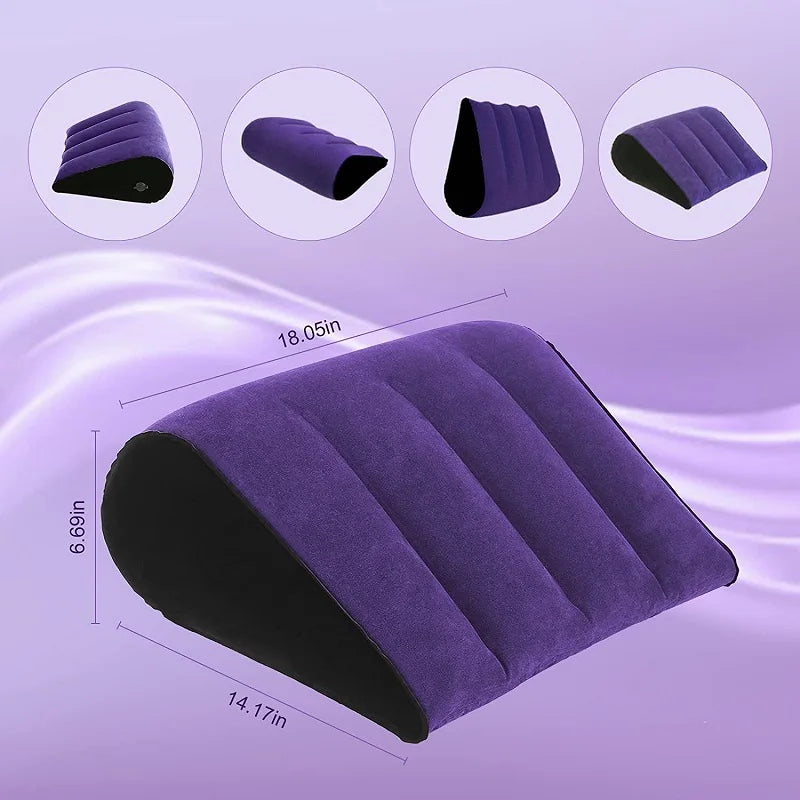 Inflatable Travel Pillow Multifunctional Body Pillow Lumbar Yoga Pillow Travel Positions Support Air Cushion Triangular Pillow