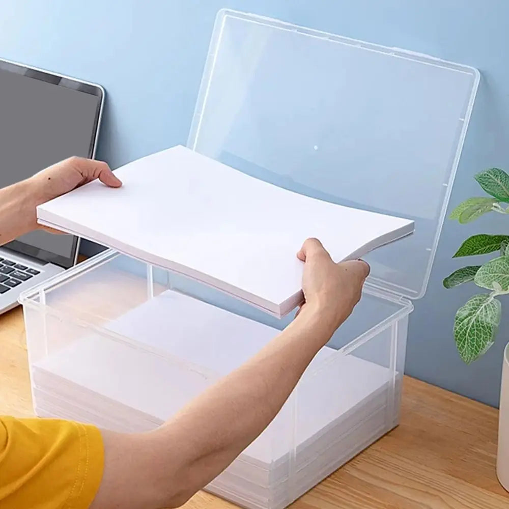 Home Office Supplies Storage Box Multifunctional Desktop Large Capacity A4 Paper Transparent Plastic Organizer Box