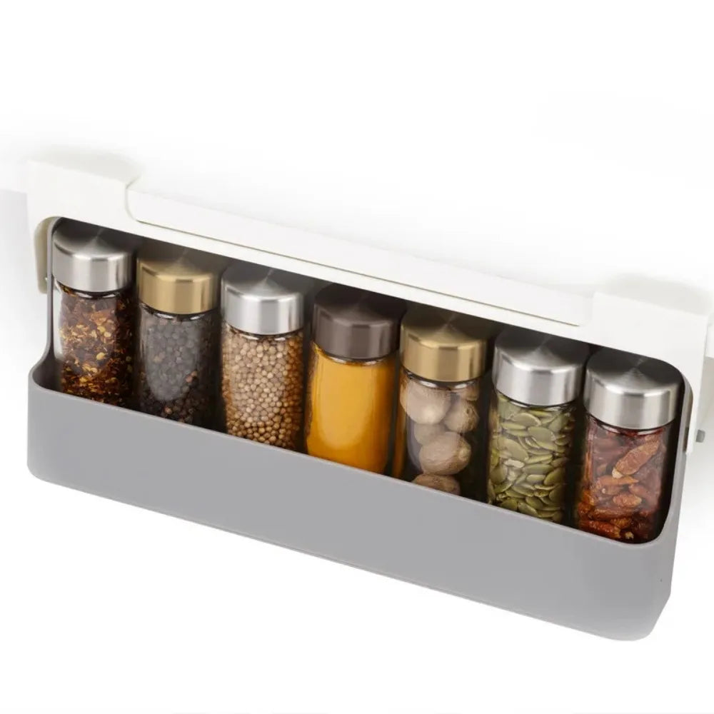 Kitchen Seasoning Bottle Storage Rack Spice Rack Self-adhesive Wall-mounted Under-Shelf Spice Organizer Kitchen Storage Rack