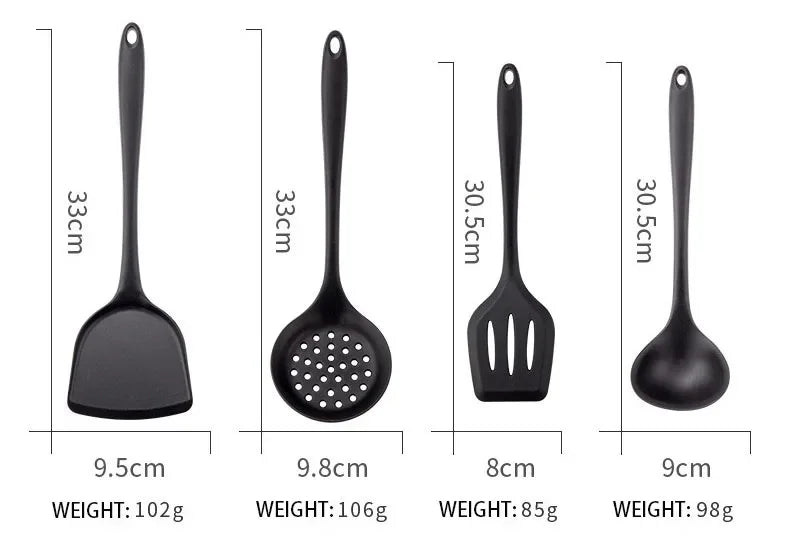 Silicone Cooking Utensils Non-stick Kitchenware Tools Spatula Ladle Egg Beaters Shovel Soup Butter Scraper Kitchen Cookware
