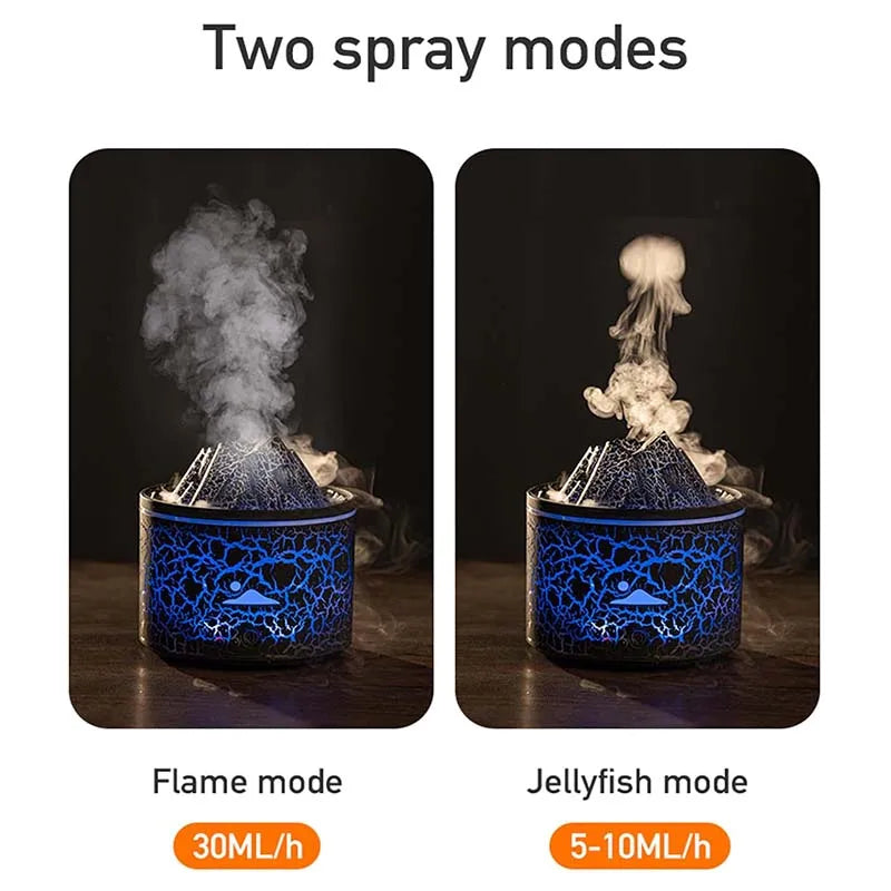 Volcanic Flame Humidifiers Air Aroma Diffuser 180 Ml Essential Oils Humidifiers Wth Night Light Flame Diffuser For Bedroom