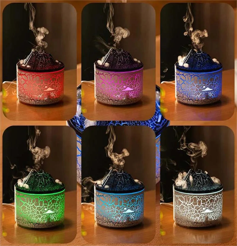 Volcanic Flame Humidifiers Air Aroma Diffuser 180 Ml Essential Oils Humidifiers Wth Night Light Flame Diffuser For Bedroom