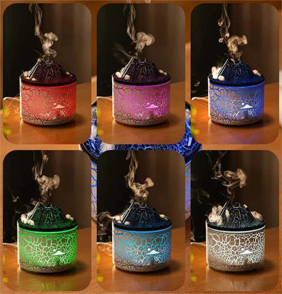 Volcanic Flame Humidifiers Air Aroma Diffuser 180 Ml Essential Oils Humidifiers Wth Night Light Flame Diffuser For Bedroom