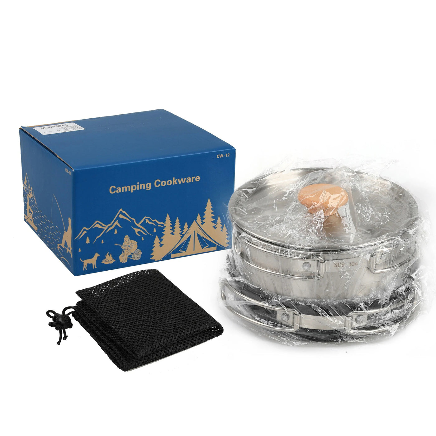 Leaftour Stainless Steel Camping Cookware Set Kettle Pot Pan - Outdoor Cooking Essentials for 2-3 Person