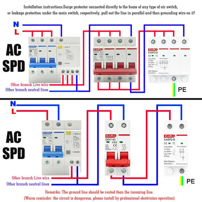 SPD Surge Protector Device Arrester Low Voltage House Surge Voltage Protection for AC Power 1P 2P 3P 4P 20KA-40KA 30KA-60KA