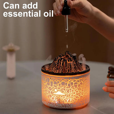 Volcanic Flame Humidifiers Air Aroma Diffuser 180 Ml Essential Oils Humidifiers Wth Night Light Flame Diffuser For Bedroom